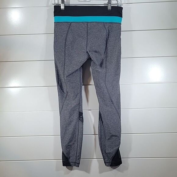 Lululemon Run: Inspire Crop II Black/ Teal Size 6 - Picture 2 of 4